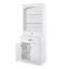 Armoire de rangement blanche avec quatre portes, tiroirs, tablette réglable et six tablettes ouvertes blanches