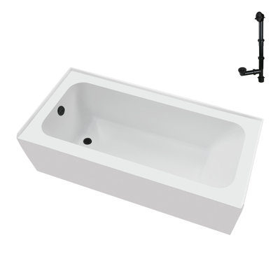 Streamline 66 in. x 32 in. Acrylic Left-Hand Drain Alcove Bathtub in Glossy White With External Drain