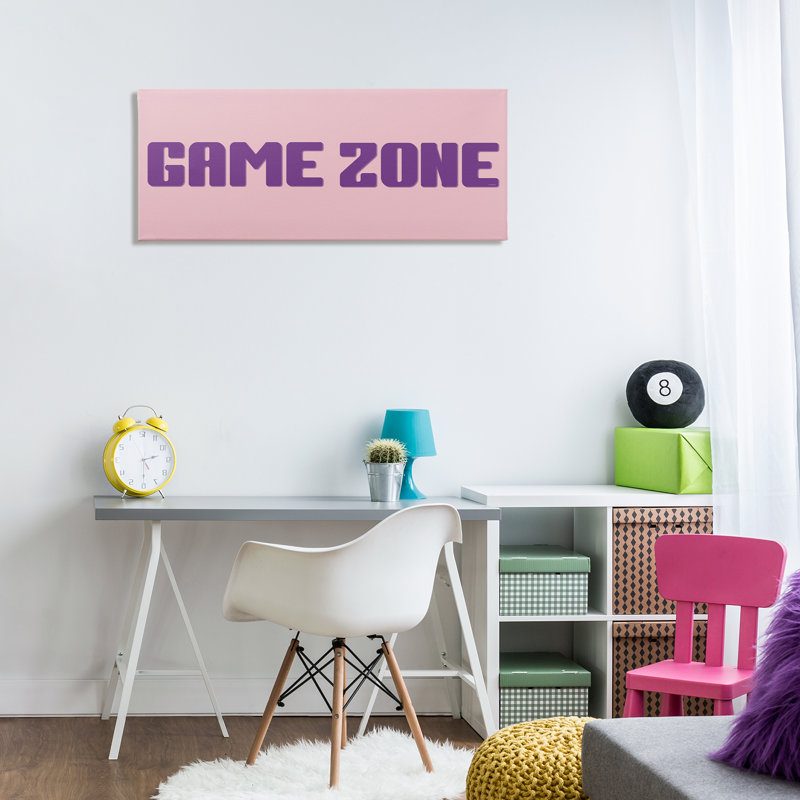 Toile mauve et rose Game Zone, design par Yass Naffas Designs, H 17 po x l 40 po