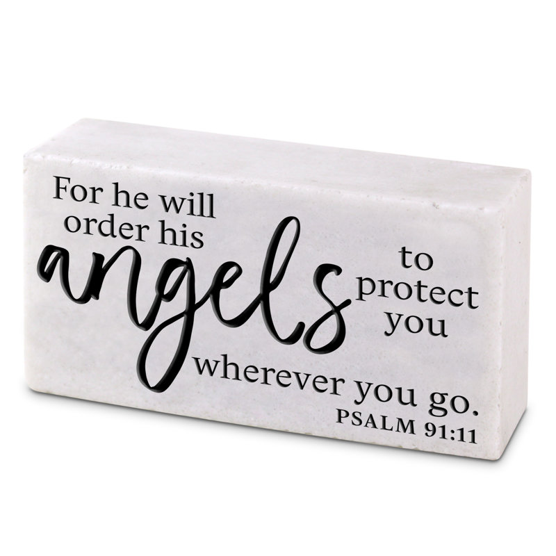 Plaque Cast Stone He Will Order Angels