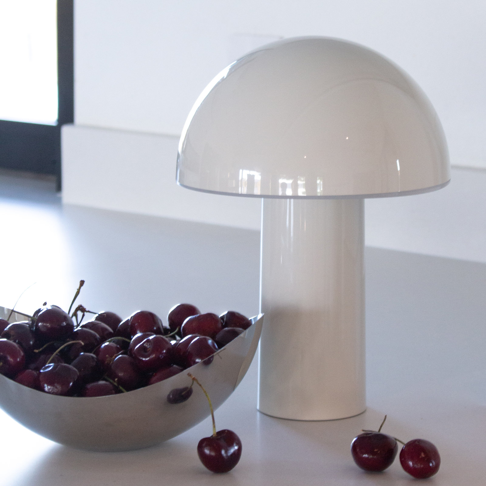 Celia 10" Mushroom Portable LED Table Lamp, 3-Way Dimming and Rechargeable, Cream