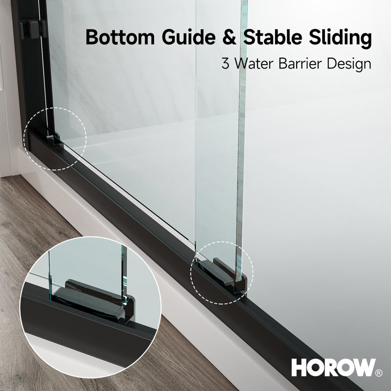 44" – 48″ W × 72″ H Double Sliding Semi-Frameless Shower Door in Matte Black with Cleancoat Glass, Matte Black