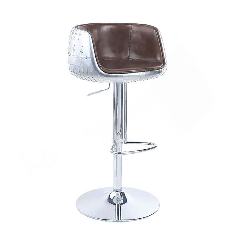 Tabouret pivotant rétro brun et aluminium Vintage