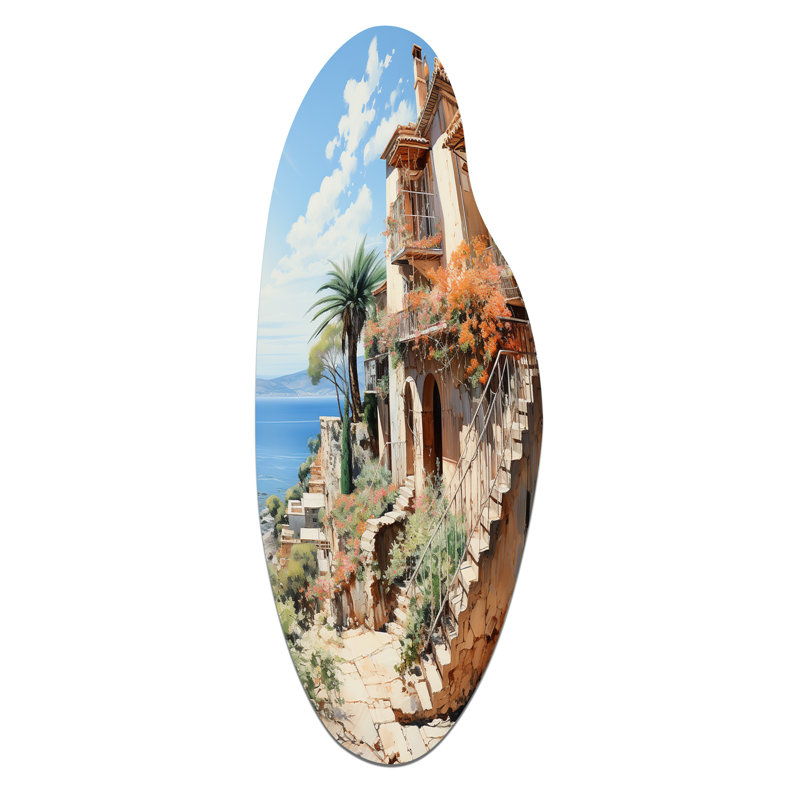 Espagne, Méditerranée, sérénité à Majorque - Art mural asymétrique, H 30 po x l 11 po