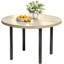 Table d'extérieur en métal, table ronde pour 6 personnes avec trou pour parasol, table de patio au design minimaliste moderne-15532341-32091708