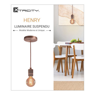 Luminaire suspendu 1 lumière à une ampoule Henry