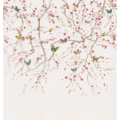 Grass Cloth Floral Wall Mural