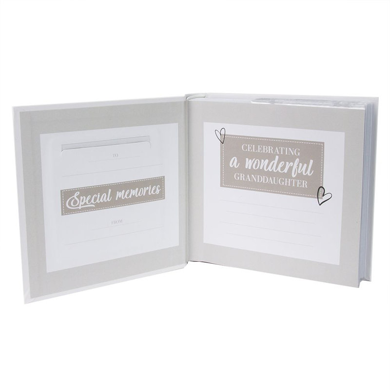 Modern Photo Album with Foil Text - Holds 80 4x6 Pictures, Grand Daughter