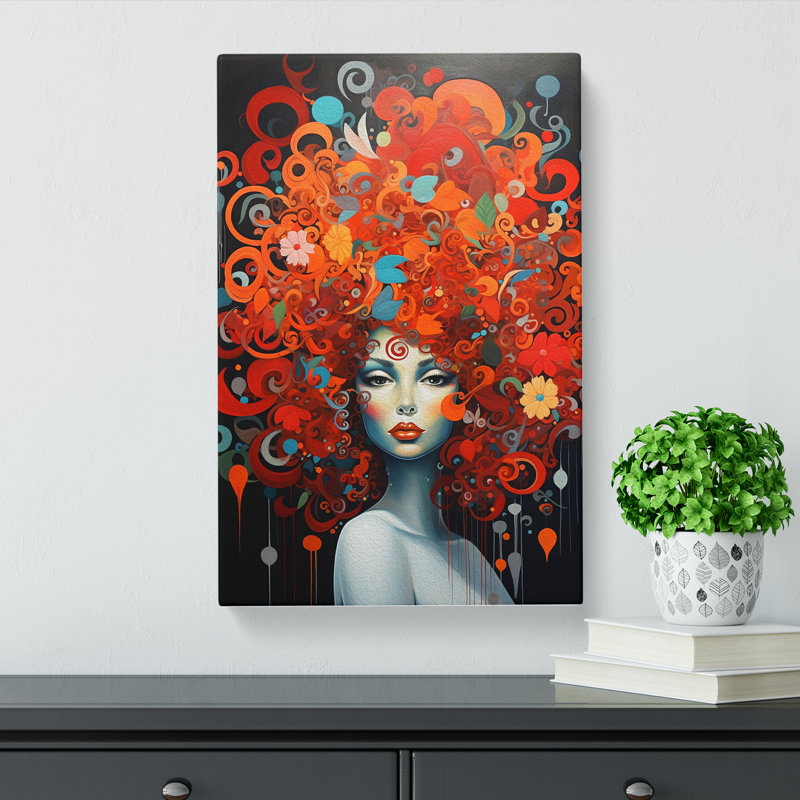 Woman With Curls Contemporary - Print, 76cm H x 50cm W x 3cm D
