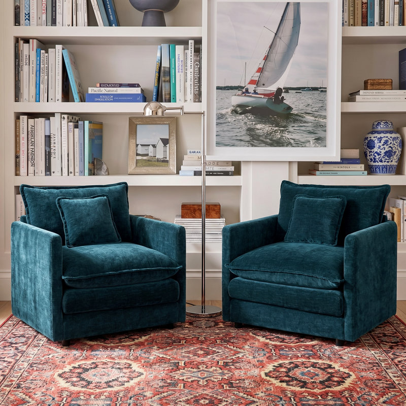Fauteuil rembourré Corwin, Bleu