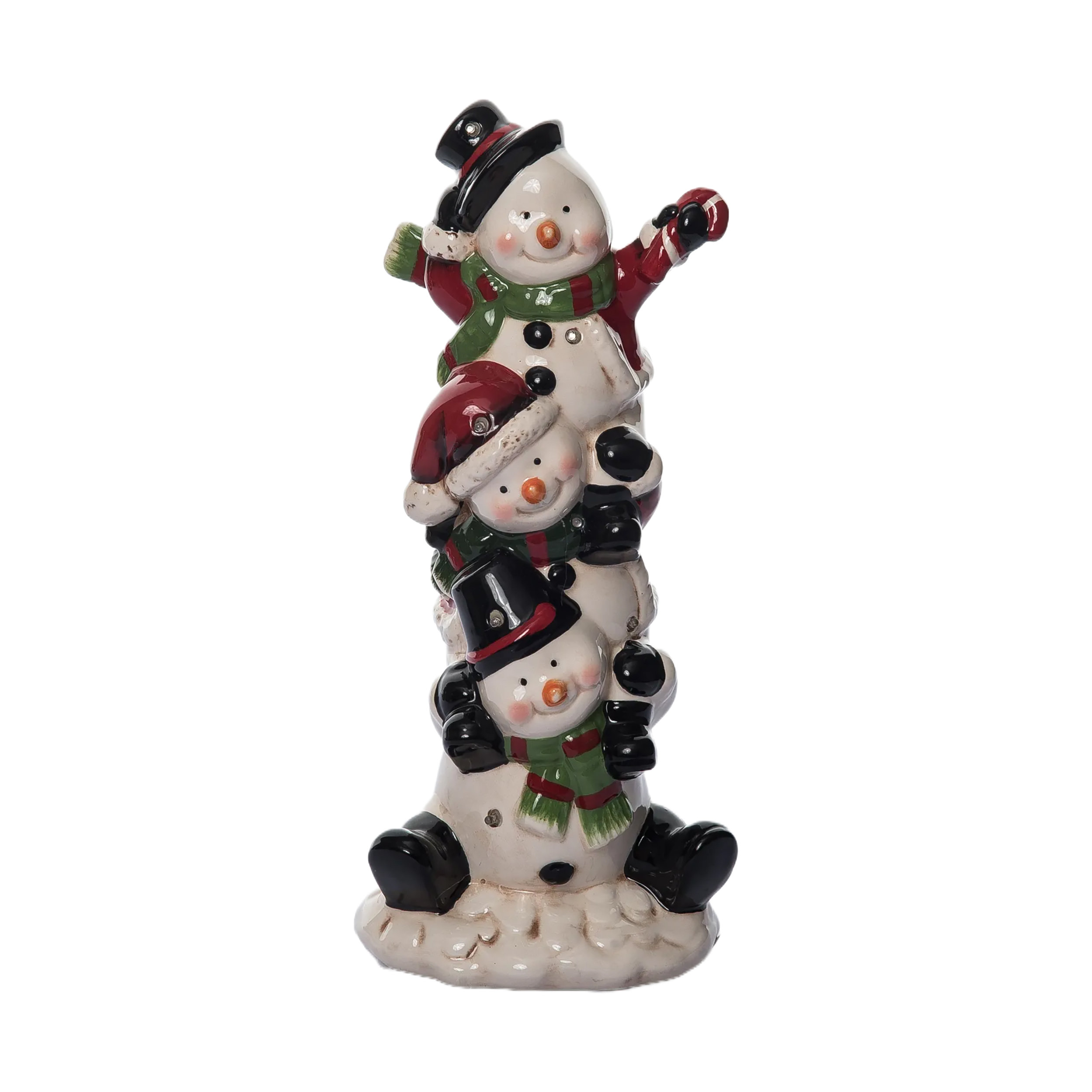 Snowmen Stack Red Barrel Studio® Dolomite Light Up Stacked Snowmen Decor with Music ...