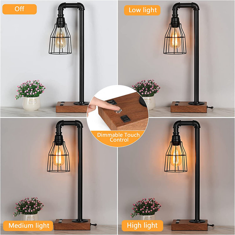 Lampe de bureau 16,5 po avec port USB et prise de courant
