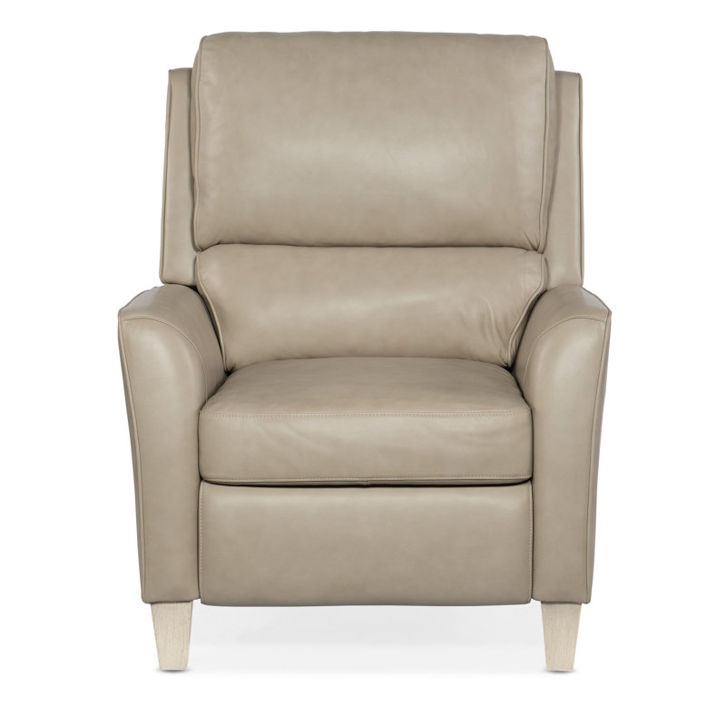 Dontay Power Recliner with Power Headrest, Beige Genuine Leather