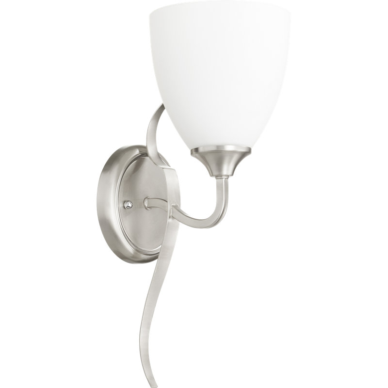 Brookview Wallchiere, Satin Nickel, Matte White, 15'' H x 5.75'' W x 5'' D