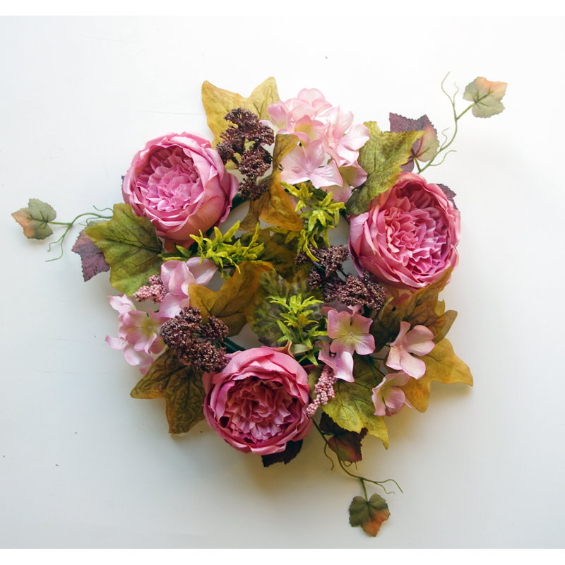 Handcrafted Faux 12'' Wreath, Pink