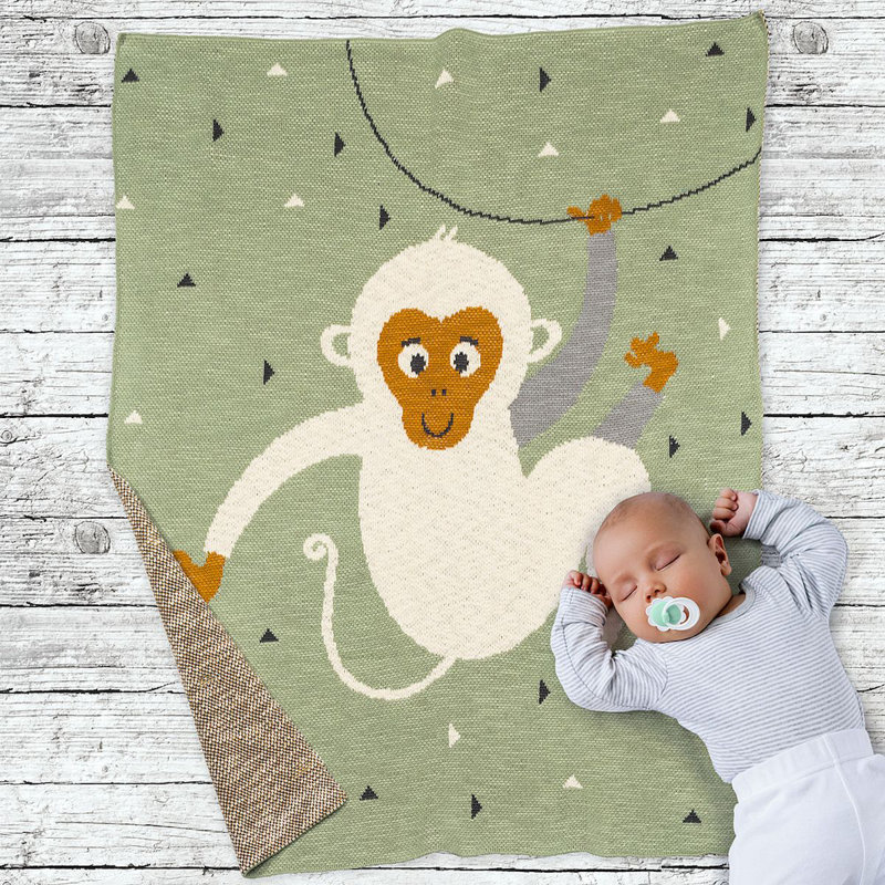 Jeté 100% coton Monkey