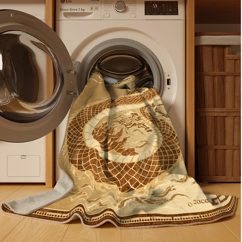 Tapis oriental classique beige lavable à la machine Pauleta - reliure beige, Rond 3 pi