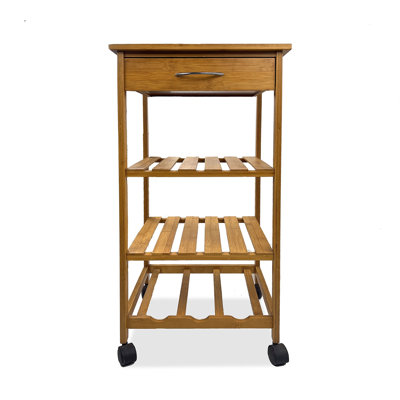 Chariot moderne moderne avec trois tablettes ouvertes et un tiroir de rangement