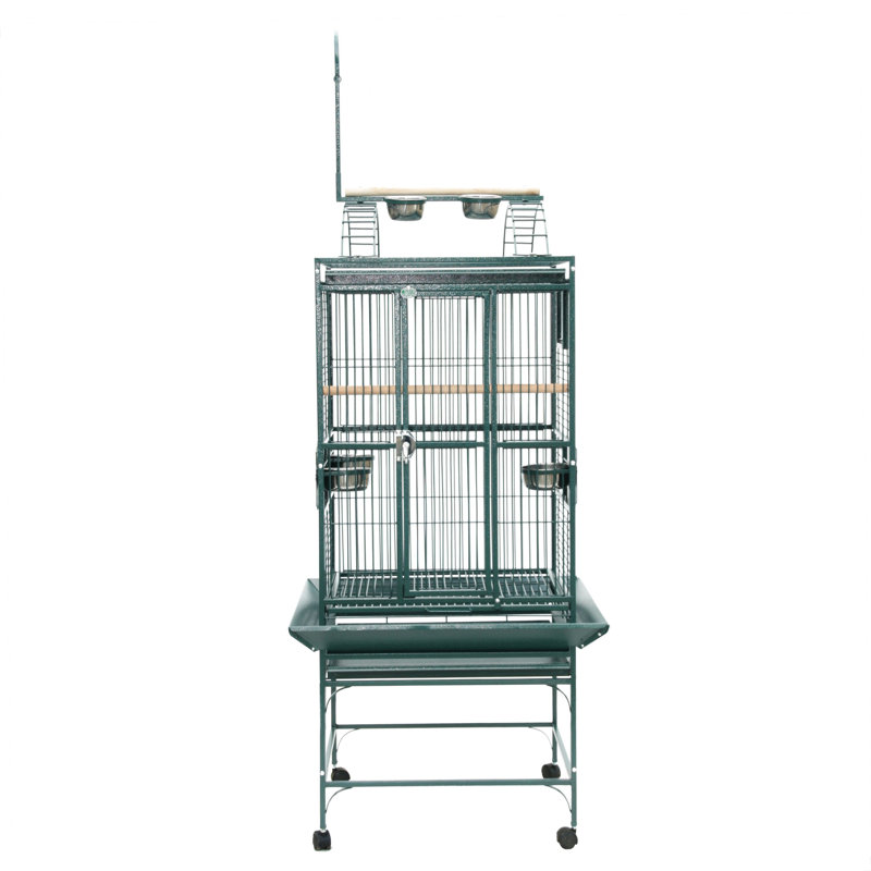 Cage à oiseaux vert de taille moyenne, 62" H x 24" W x 22" D, vert