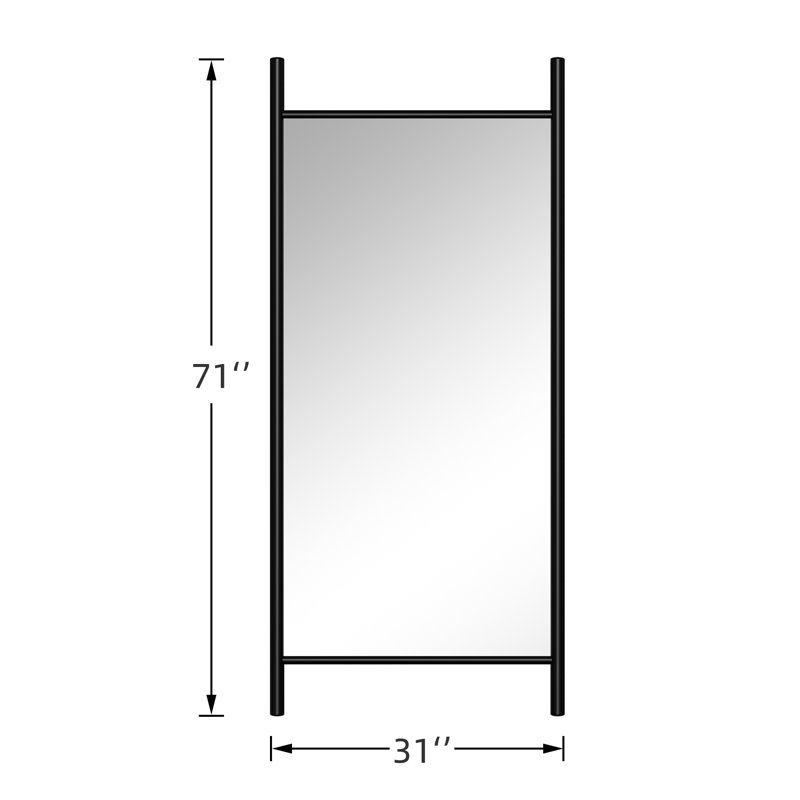 Miroir mural Merienne, 71 po x 31 po, Noir
