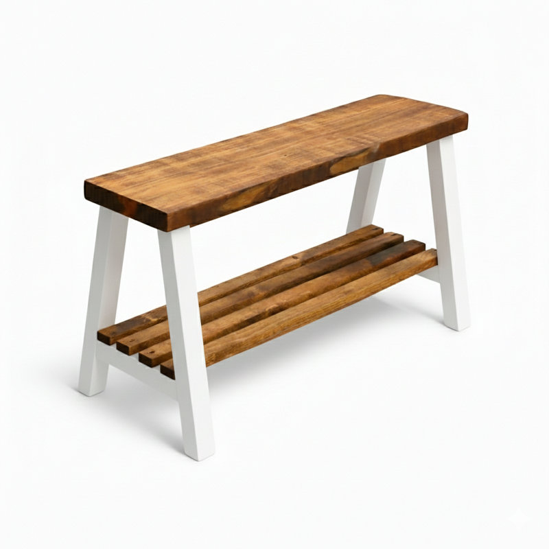 Banc de rangement Daigo, Brun clair / blanc