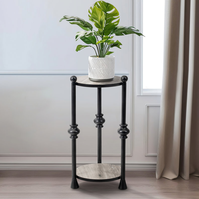 Darlyene Modern Metal and Wood Accent Table with Sturdy Iron Frame and Elegant Marble Top