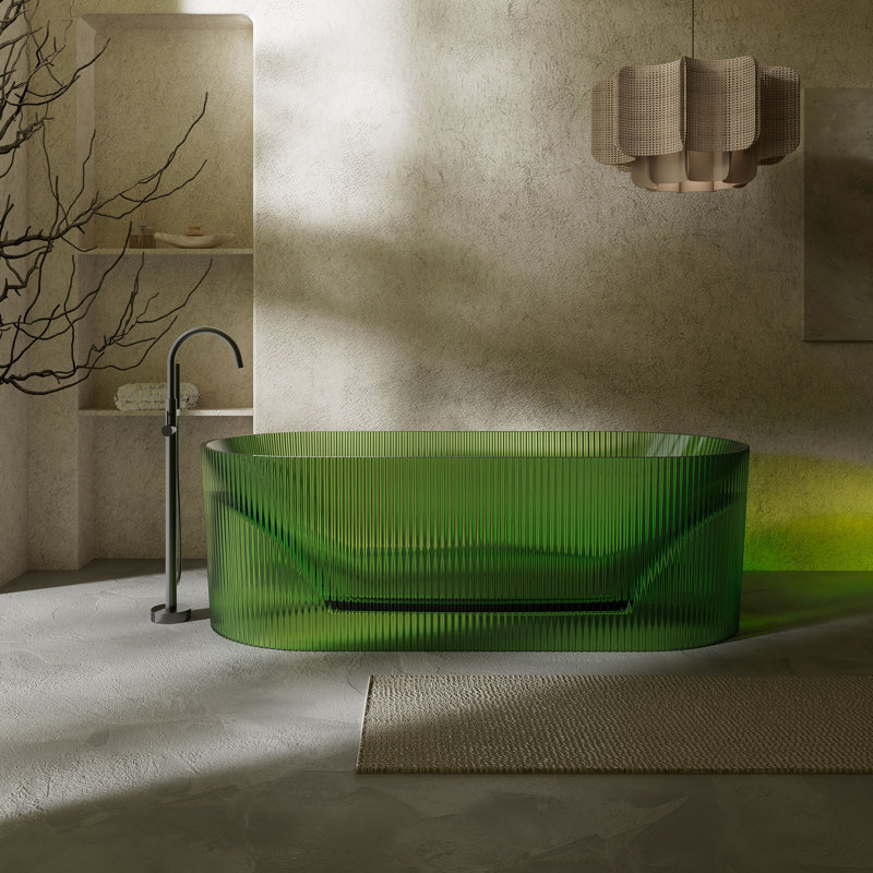 Baignoire de trempage autoportante en résine 67 "x 29" avec bonde escamotable pour salle de bain MonBlari
