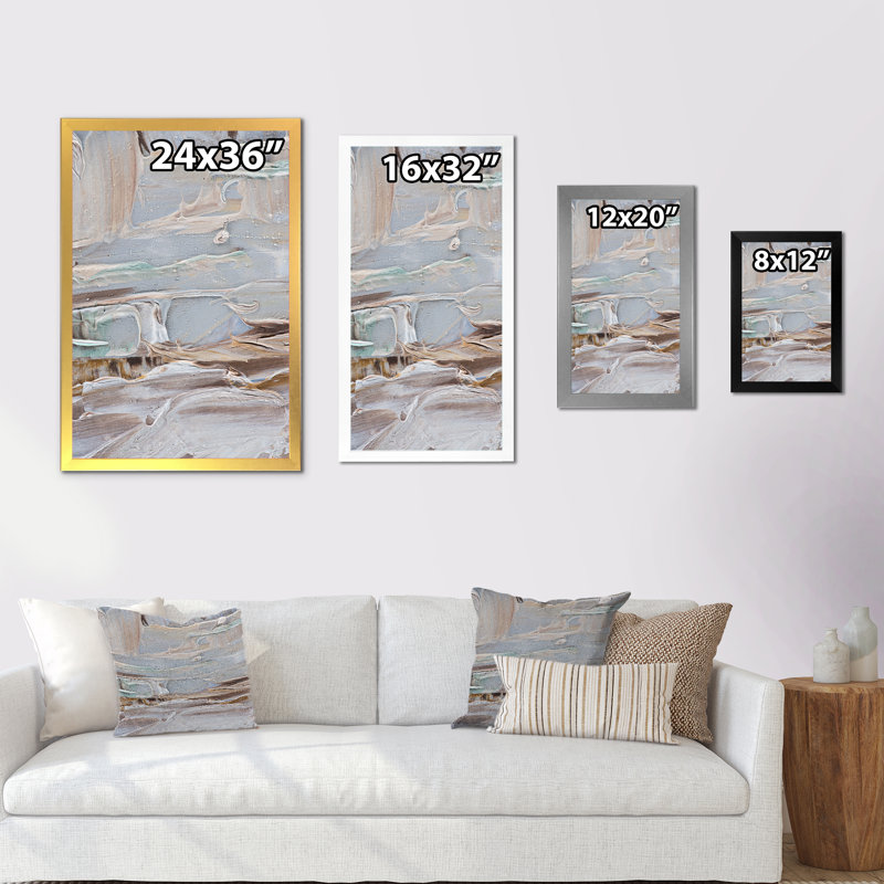 Strokes of Beige and Brown III - reproduction d'art sur toile encadrée, H 20 po x l 12 po x P 1 po