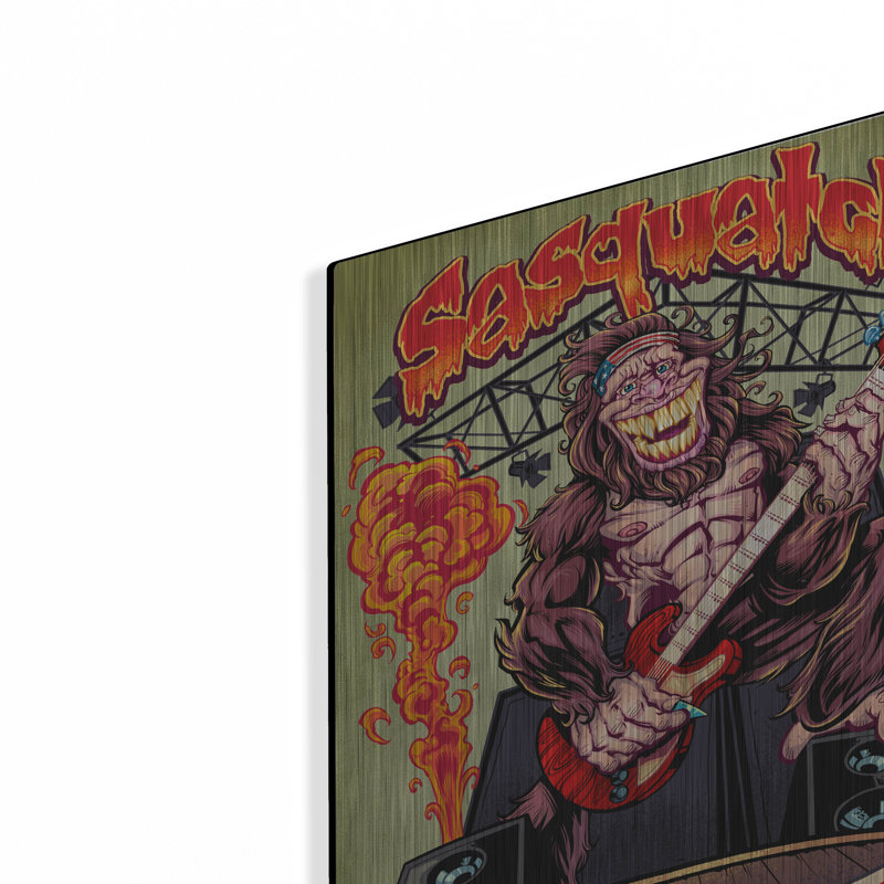 «Sasquatch Guitar Player» par Flyland Designs, art mural en métal, H 16 po x l 12 po