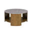 Table basse ronde avec matériaux mixtes avec tablette