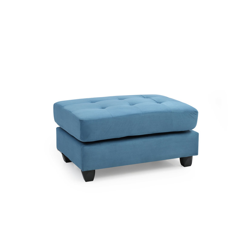 Malone Microsuede Ottoman, Aqua Microsuede