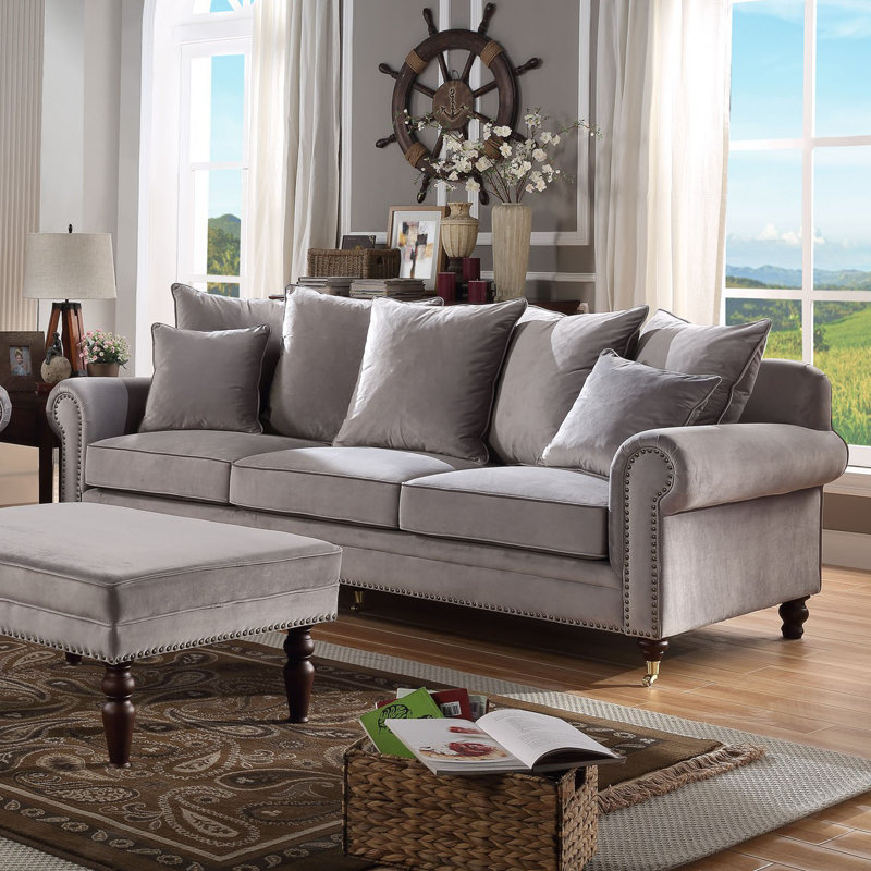 Hampton Velvet Sofa, Grey