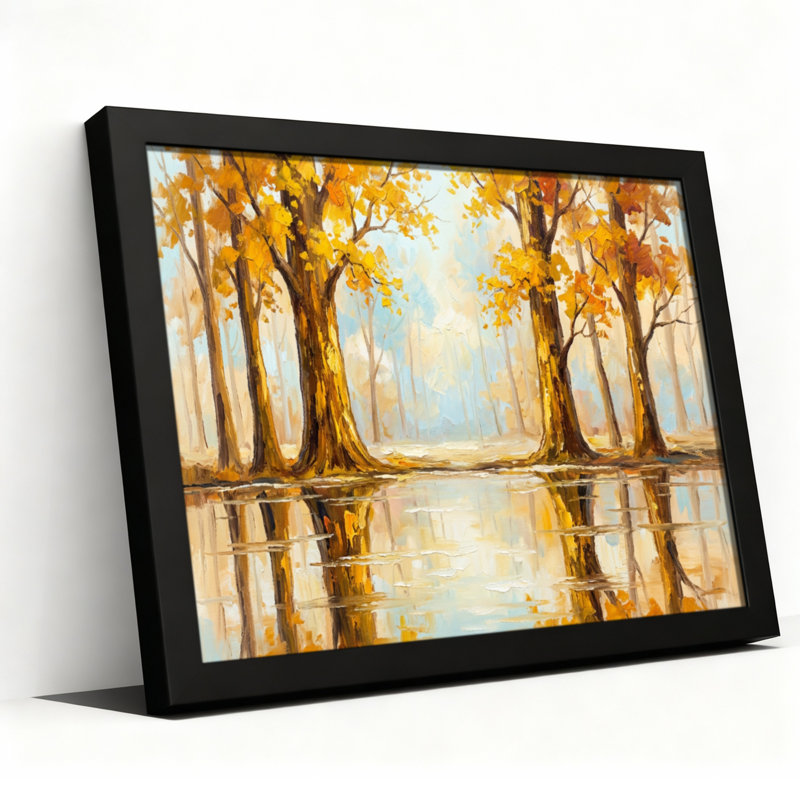 Tableau sur toile tendue représentant un paysage d'arbres d'automne, H 12 po x l 18 po