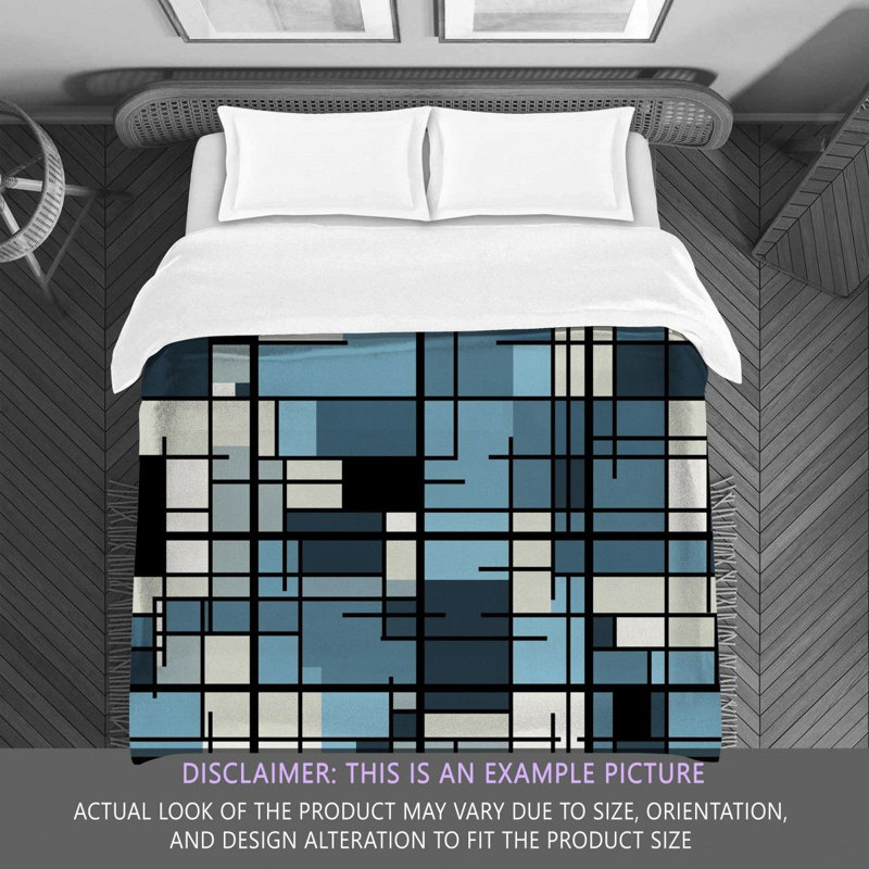 Checkered Duvet Cover, King Comforter, Black/Blue
