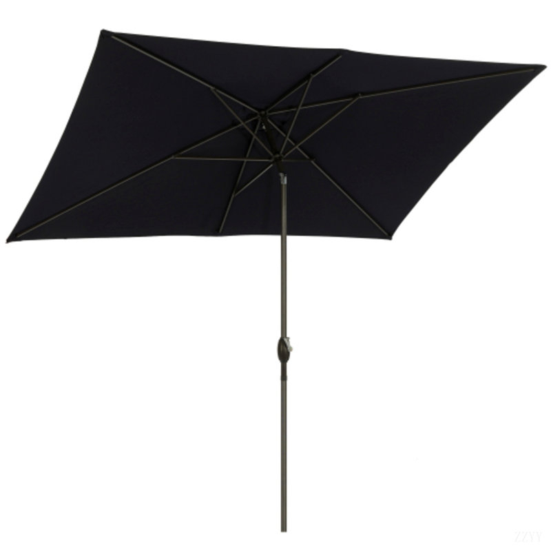 Parasol rectangulaire de 6,5 x 10 pi avec manivelle, inclinaison et toile résistante aux rayons UV pour la piscine, la cour et le patio (sans base)