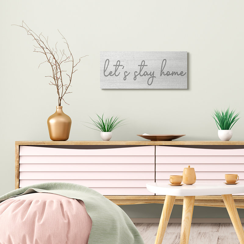 «Let Stay Home Sentiments», écriture circulaire douce, Toile tendue, H 10 po x l 24 po x P 1,5 po