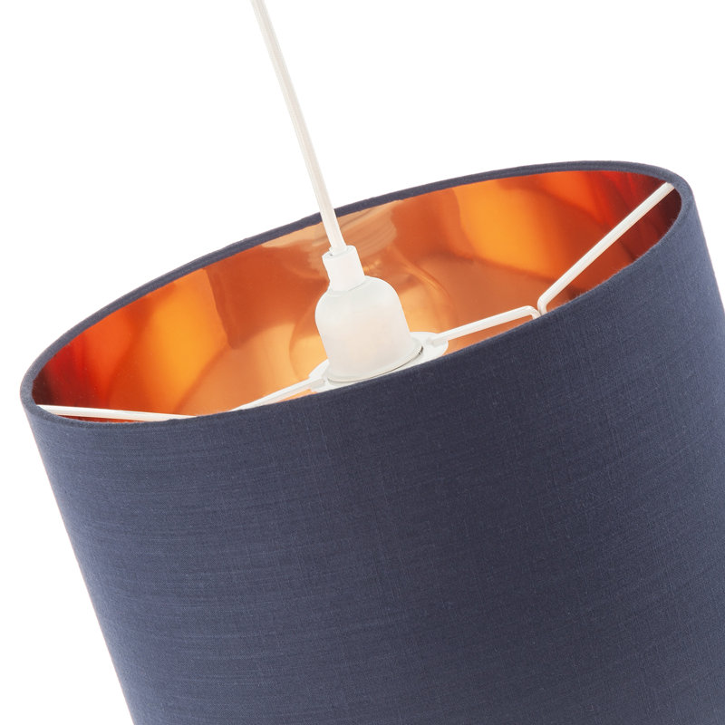 Modern Cotton Lamp Shade With Brushed Gold Inner Lining By, Navy
