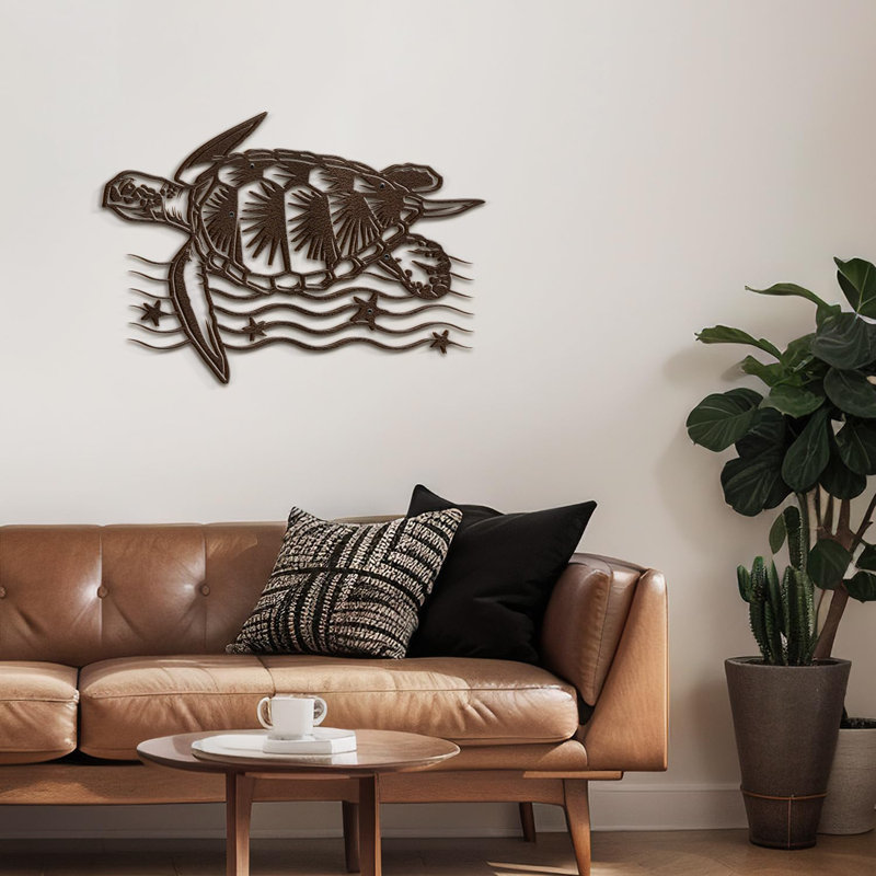 Décoration murale animaux en tortue de mer, H 20 po x l 30 po x P 0,05 po, Bronze