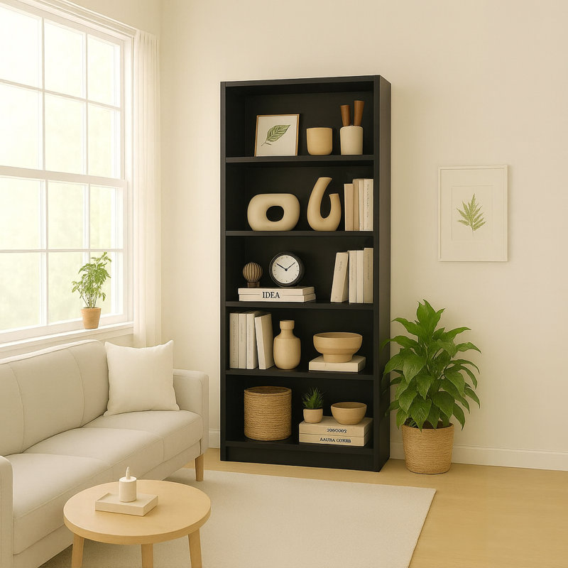 5-tier Bookshelves Storage Cabinet Black