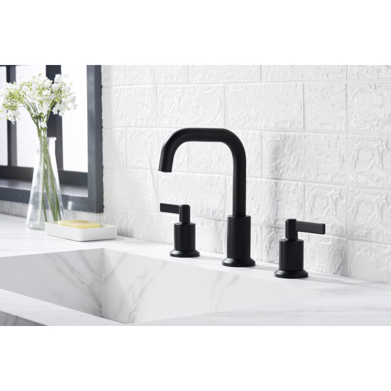 Kree Collection Two-Handle 6" to 10" Widespread Lavatory Bathroom Faucet with Drain Assembly - Matte Black, Matte Black