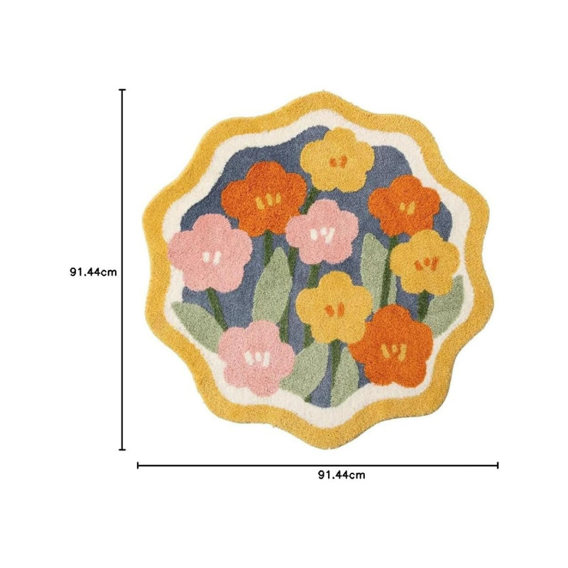 Novelty 36 cm x 36 cm Floral Area Rug