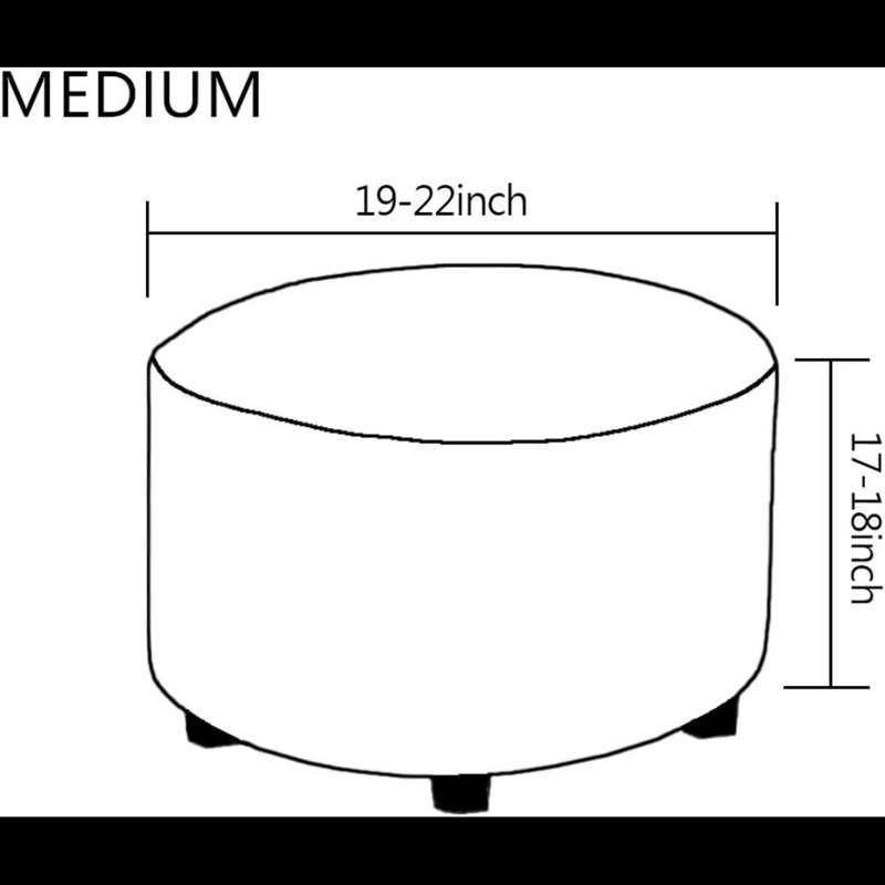 Round Ottoman Slipcover Polyester Blend Footstool Protector Covers Stretch With Elastic Bottom Feature Textured Machine Washable Jacquard Fabric
