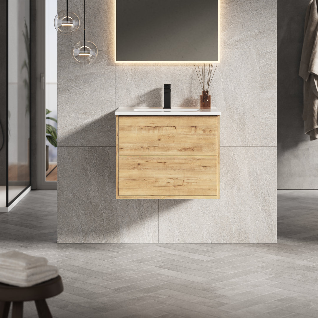 Bettilou 600mm Wallhung Vanity Unit With Athena Basin-ostippo Oak