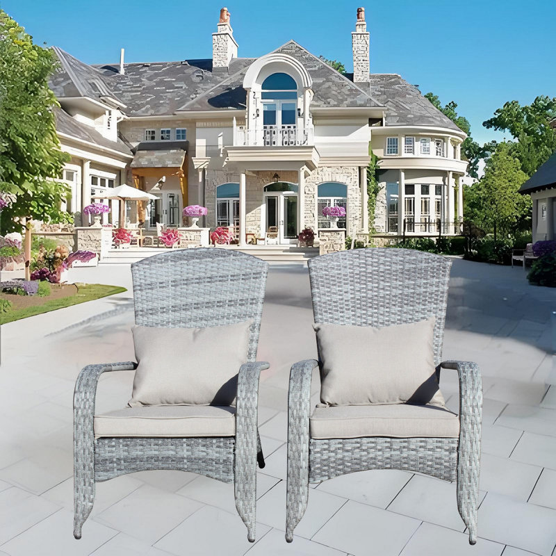 Chaise de patio avec coussins (coussin gris), Grey