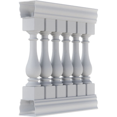 Fiberthane 700 Series Legacy Unassembled Balustrade Railing Kit, 38 1/2" Overall Height x 3'L. Kit includes (6) 5"W x 26"H Legacy Balusters, (1) 36"L Top Rail, (1) 36"L Bottom Rail, (4) Railing Installation Brackets