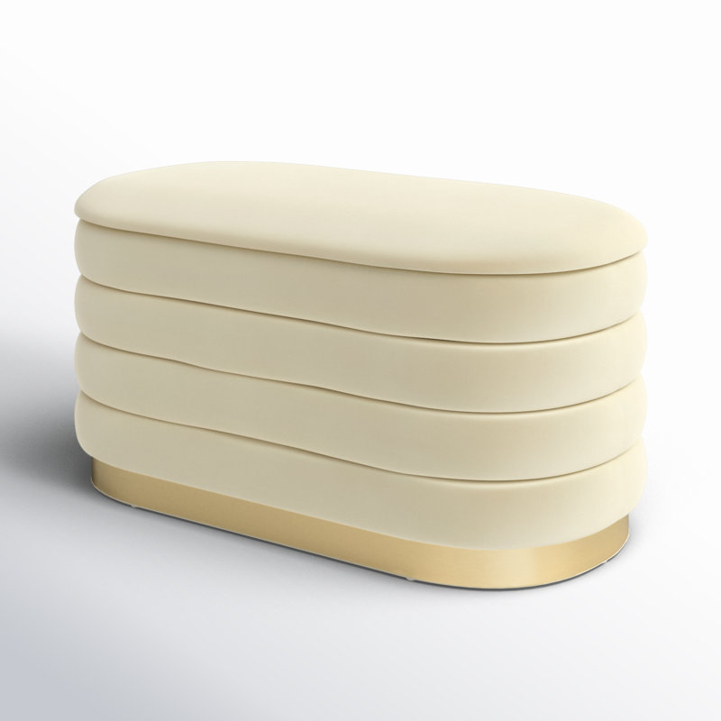 Banc de rangement rembourré TOV, Crème, crème