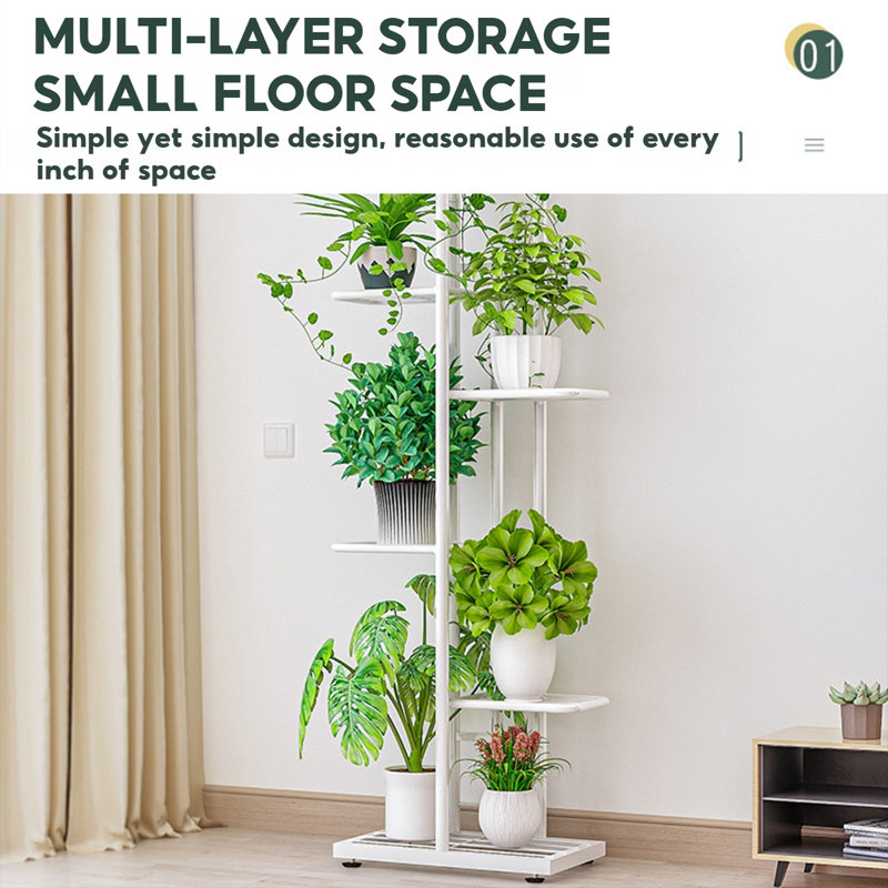 White Metal 4-Tier Indoor/Outdoor Plant Stand
