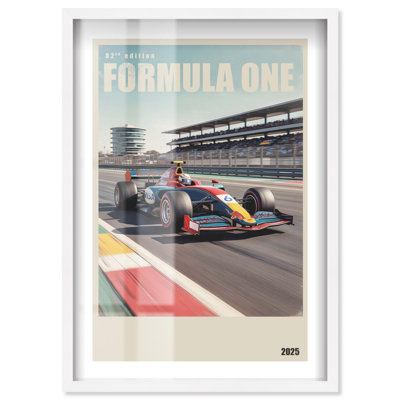 Race Poster Shadowbox Print Formula 1 Posters by Notoriart, White Frame, 37 x 55