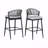 Set Of 2 Outdoor Patio Barstools, 30.25" Seat Height Metal Frame With PE Rattan Scallop-Shaped Backrest-2039087321-2039087323-2039087326