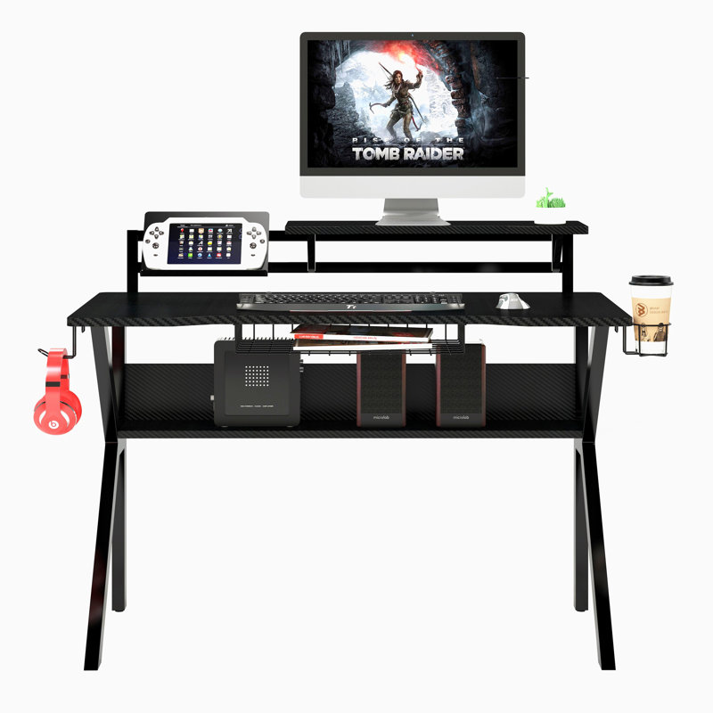 Bureau de jeu ergonomique enduit de PVC, Noir
